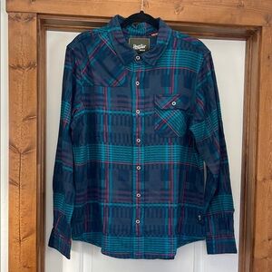 Howler brothers teal and blue flannel